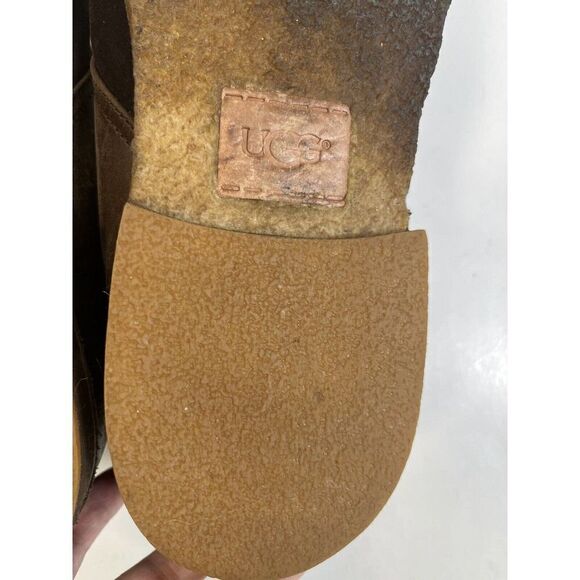 Ugg Mens Boots Size 11 US Chukka Desert Brown Leather Suede Leighton Two Tone - Picture 12 of 13